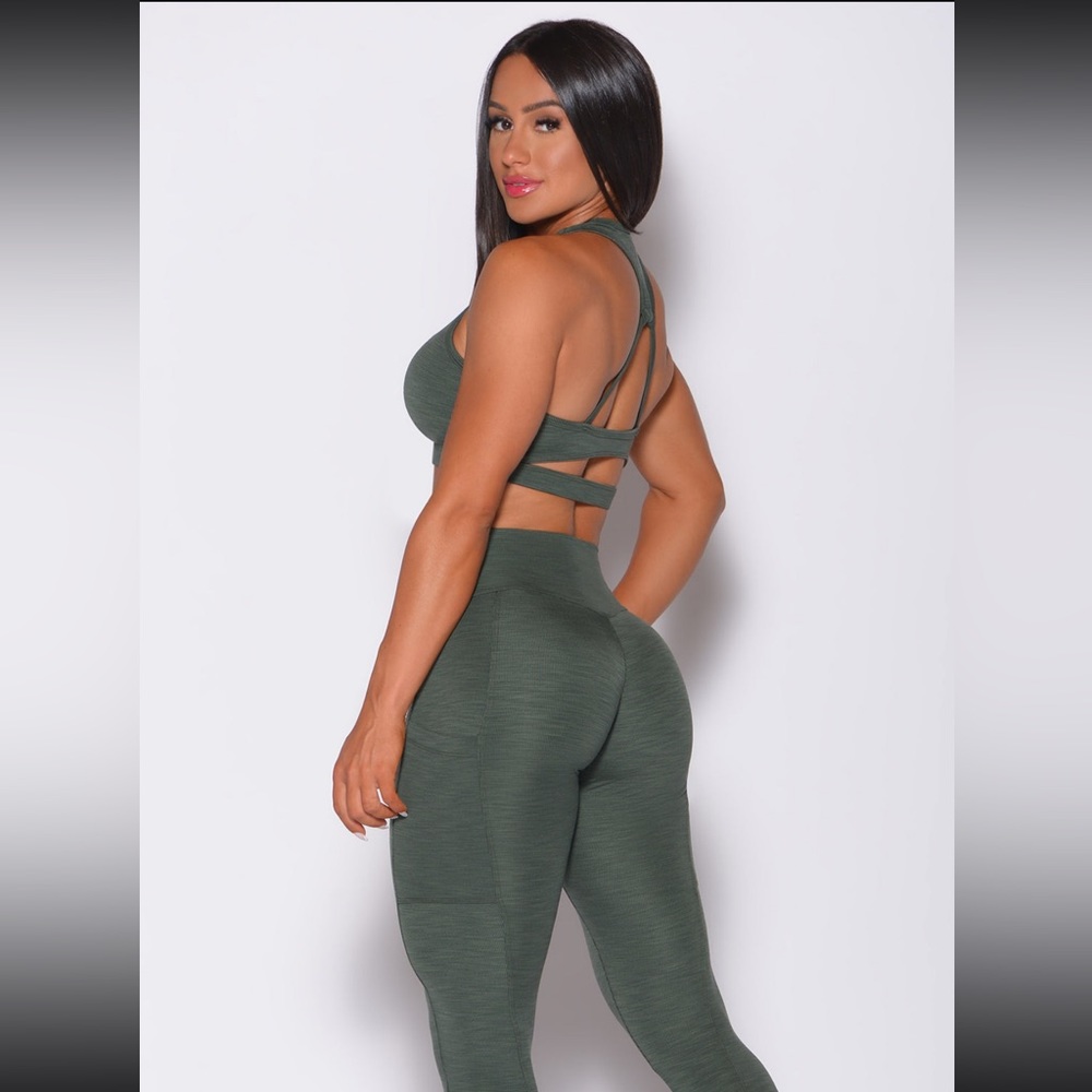 Bombshell Sportswear - Pocket Rib Leggings in Forest Green